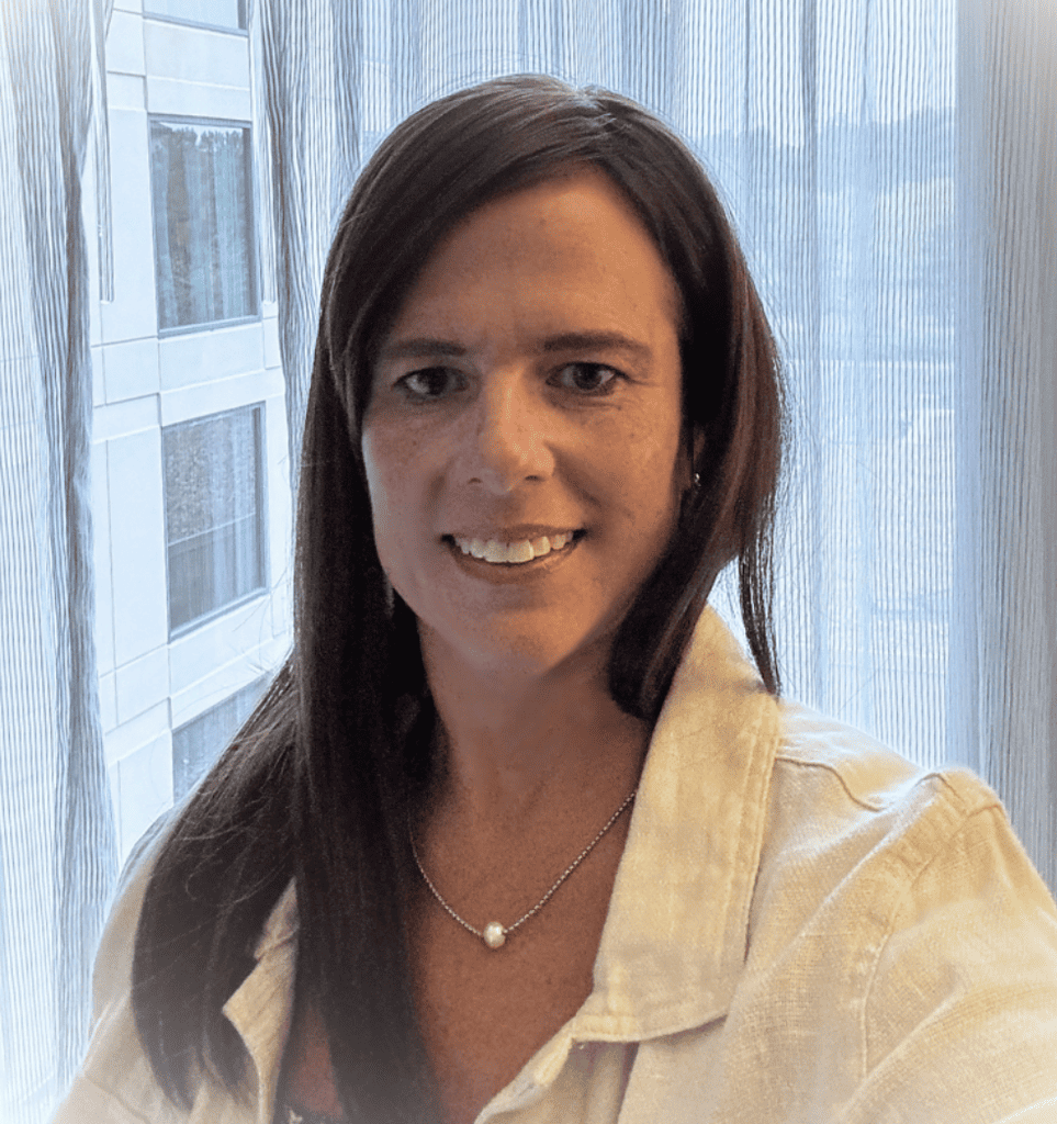 Professional woman in office with curtains background for corporate branding.